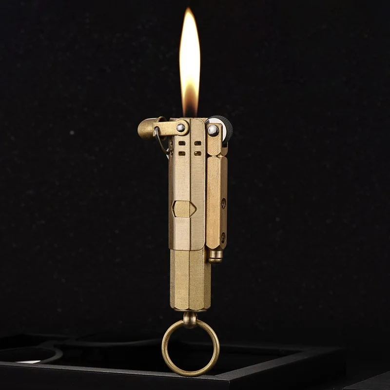 

Old Style Trench Lighter Vintage Pure Copper Lighter Retro European Windproof Wheel Lighter
