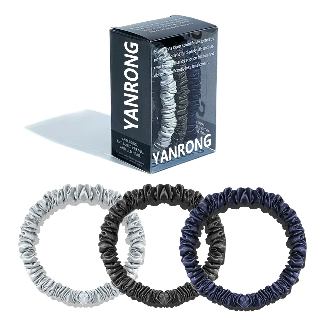 

2PCS Box 100% Natural Silk Solid Color Hair Ties High Quality Hair Scrunchies (22Momme) Women Big Hairbands Hair Accessories
