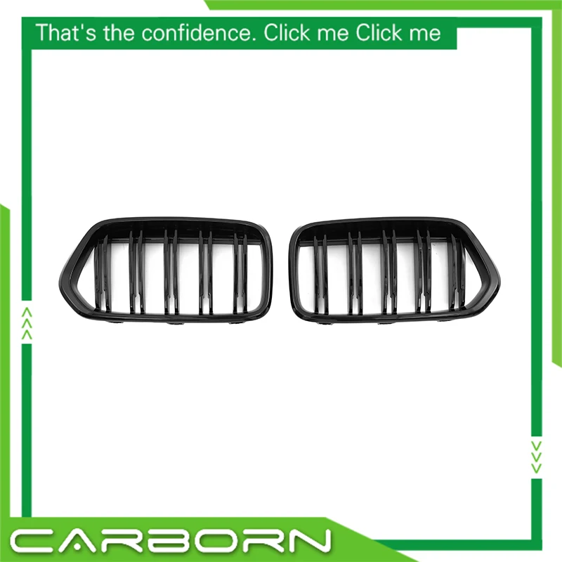 Car Accessory 2020+ For BMW X2 Series F39 Grill Replacement Style ABS Plastic Double Slats Kidney Front Bumper Grille Overlay