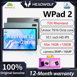 HEADWOLF Tablet z androidem WPad2 10.1 cal Max 16GB Ram DDR4X UFS 128GB Rom 4G telefon LTE Tablet Unisoc T616 PadTÜV Rheinlan