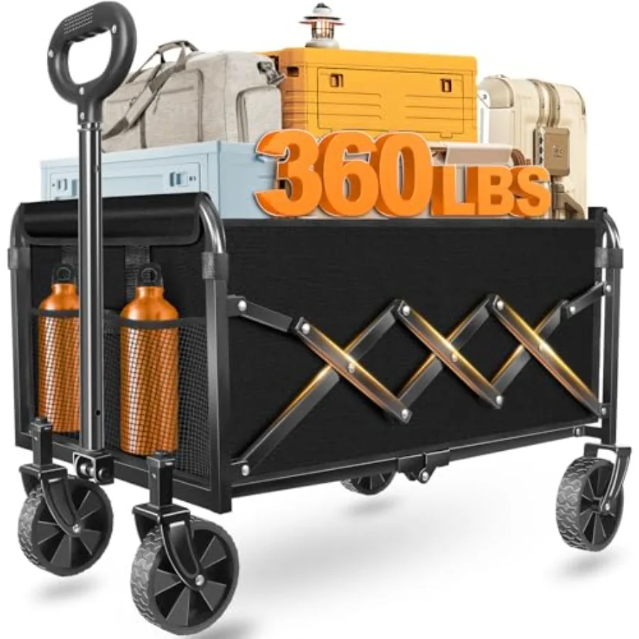 

Foldable Collapsible Wagon Cart Multi-Use Portable Utility Wagon for Groceries Apartment Living Sports Park Storage with Wheels