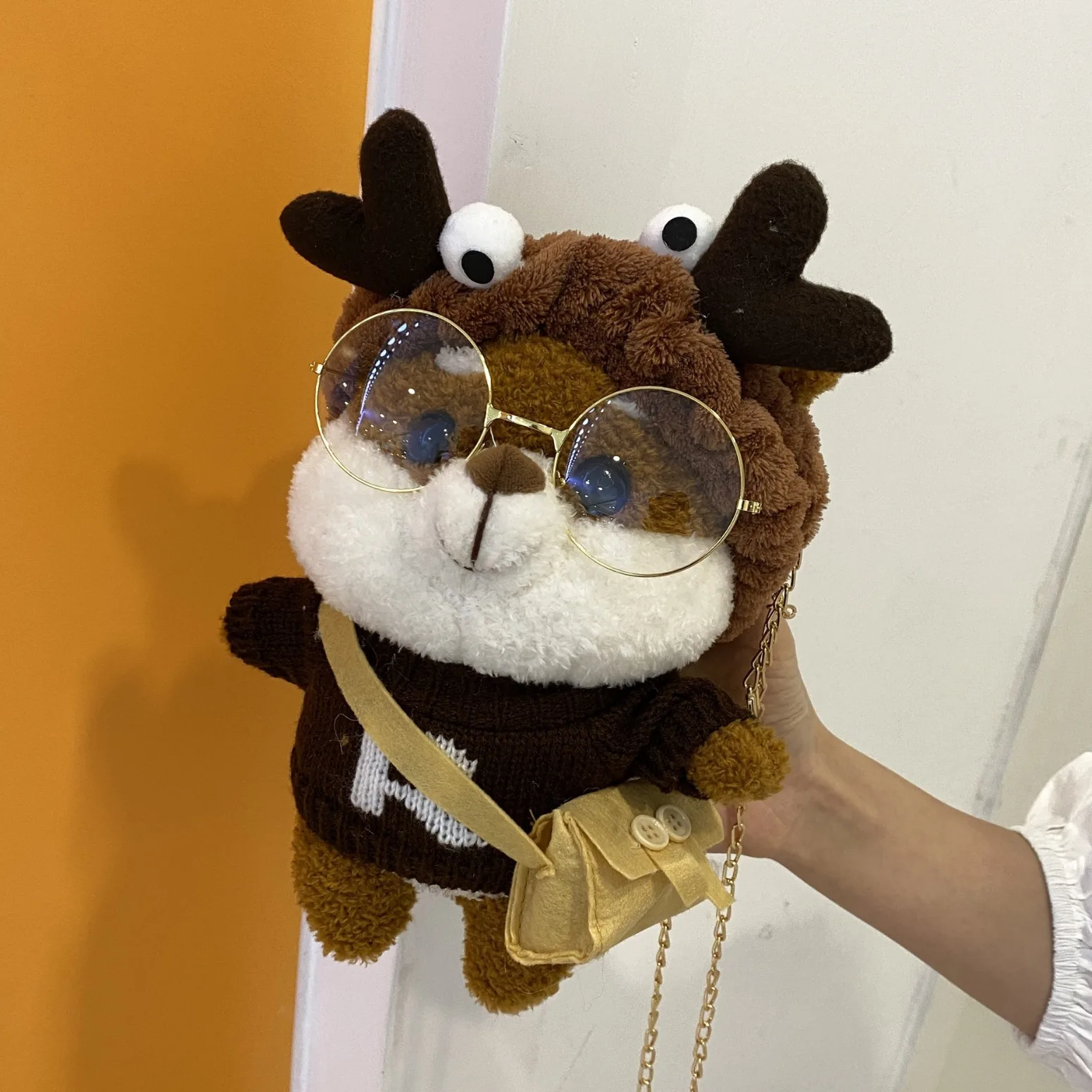 

Cartoon Doll Squirrel Bag New Trendy Cute and Ugly Chain Crossbody Bag Girl Plush Mini Backpack Cute Bag