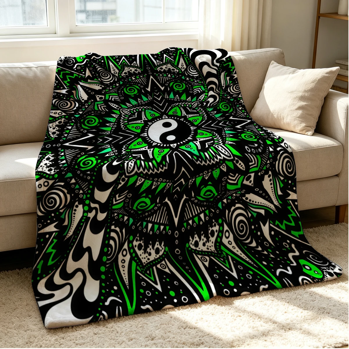 Yin Bloom Flannel Blanket Warm Soft Halloween Christmas Couch Warm Cozy Decorative Decor Gift for All Season