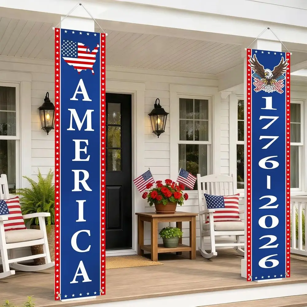 

Patriotic Outdoor Banners Set for 250th Anniversary - 1776-2026 Independence Day Porch Signs