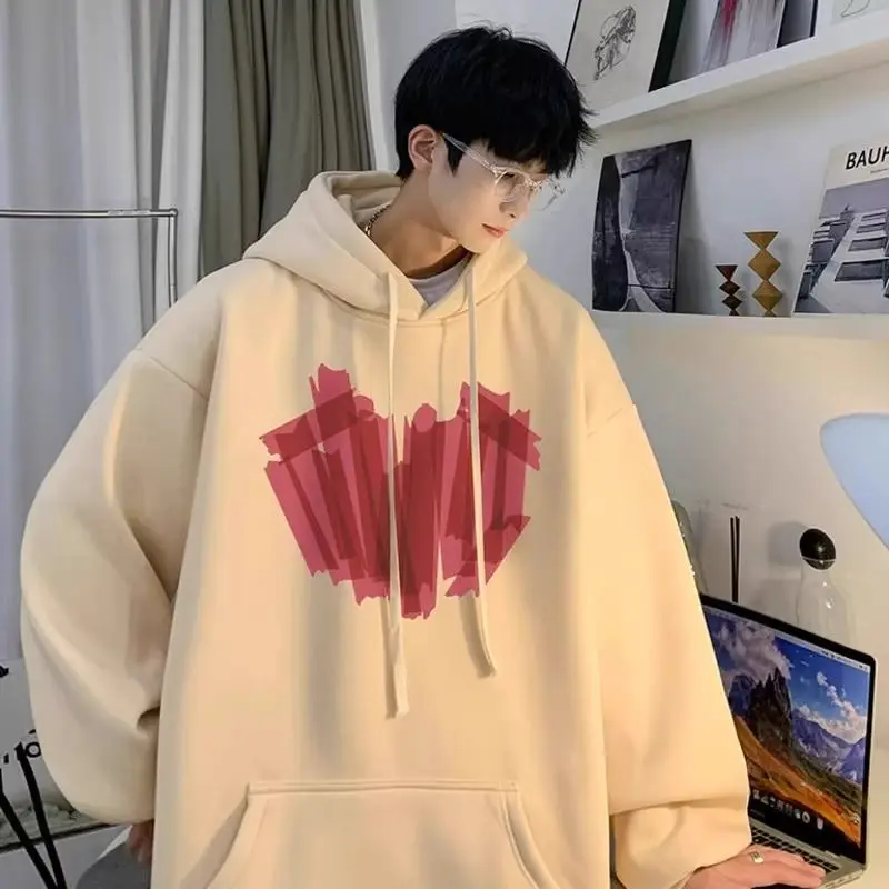 

Heavyweight Oversized Hoodie Men's Hong Kong Sle Retro High Street Couple's Loose Fit Sweatirt Youth Trend Culture
