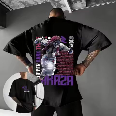 Kimetsu No Yaiba Demon Slayer Anime T Shirt Haku Akaza Graphic Tee Men Women Streetwear Cotton Short Sleeve Summer Tops 2026 Y2k