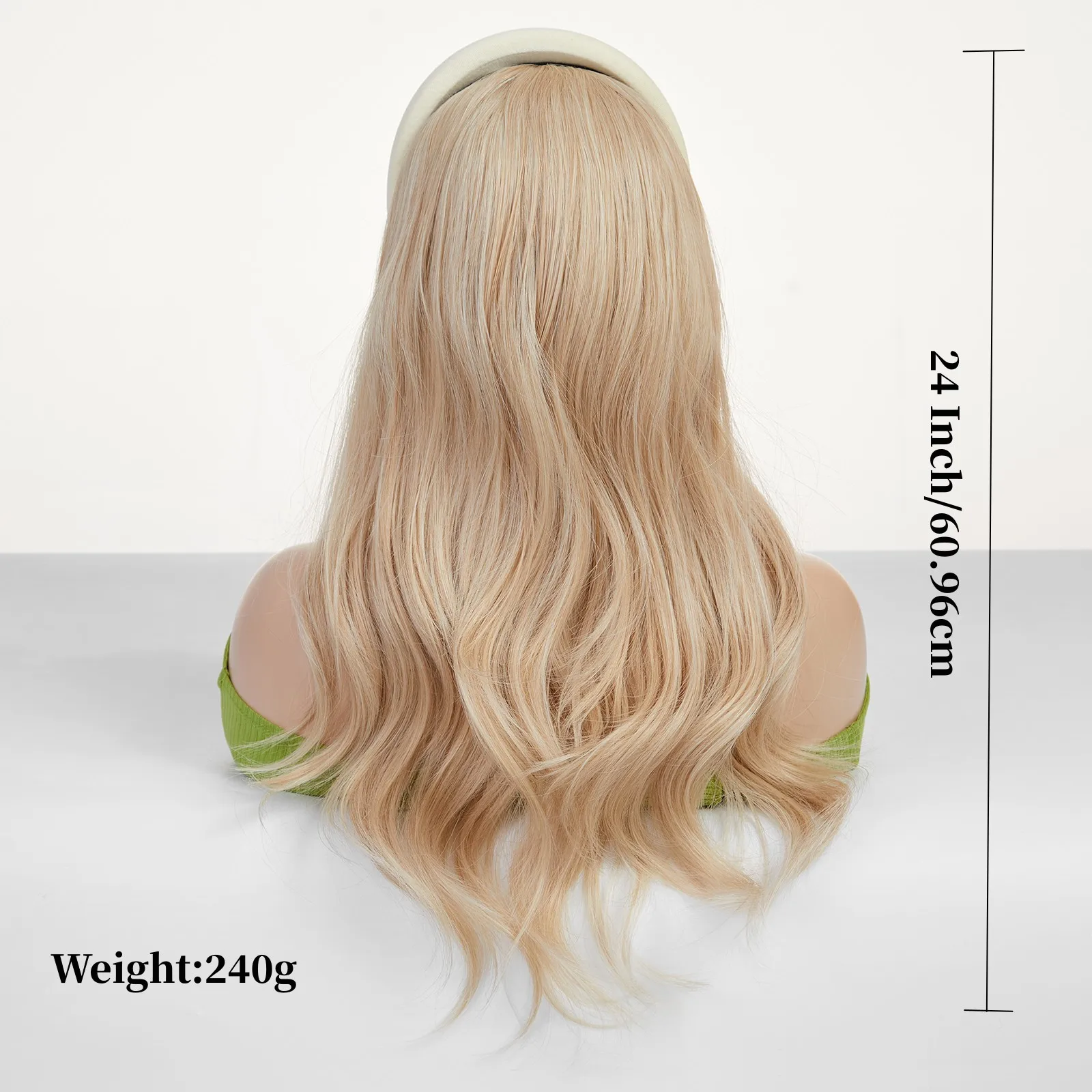 24 Inches Headband Wig Long Natural Wavy Hoop Wig One Piece Synthetic Wig Beginners Friendly Daily Party Cosplay Wigs For Women