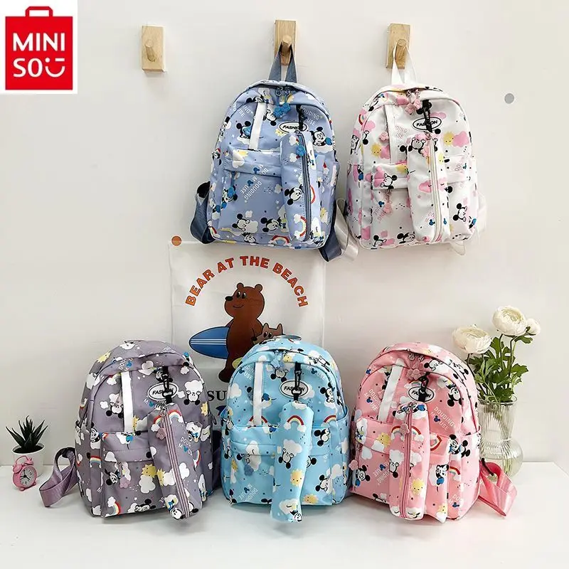 

MINISO Disney Mickey High Quality Backpack Kindergarten Large Capacity Pen Bag Multi functional Lightweight Children's Backpack