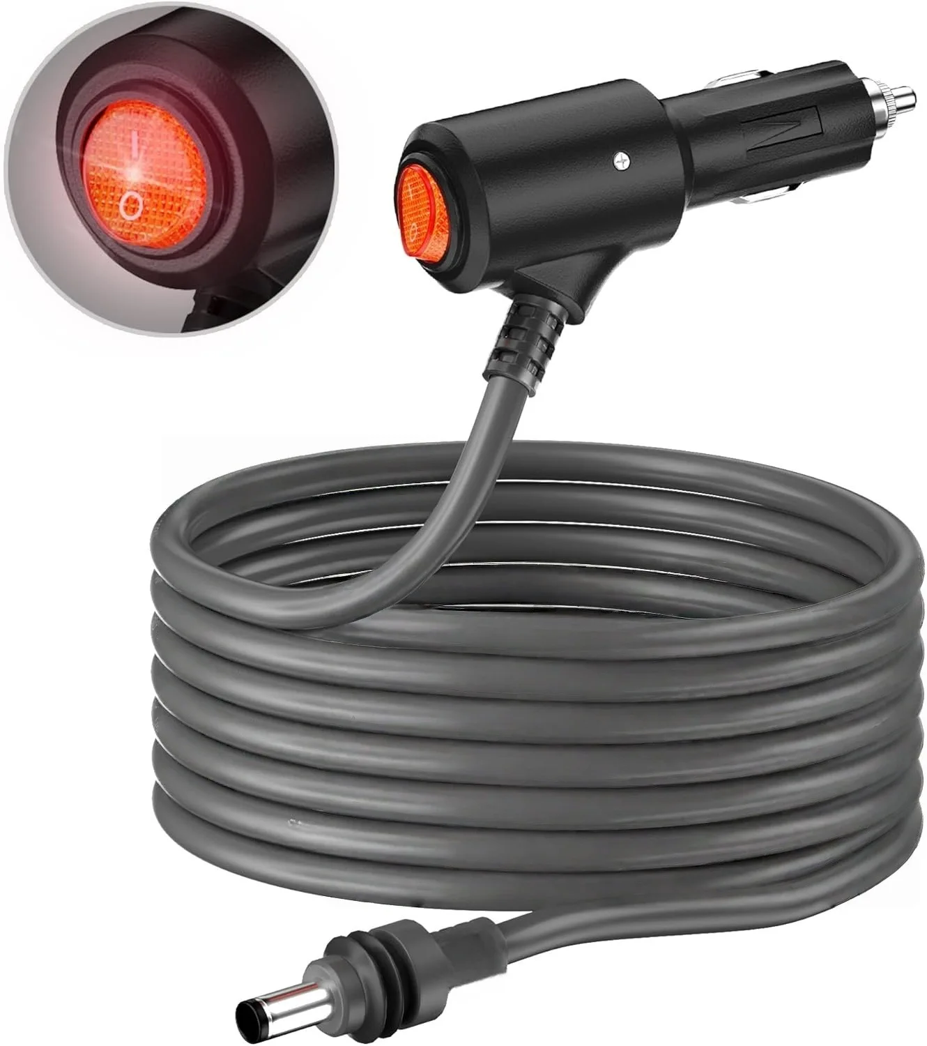 DC 12-24V Power Cable for Starlink Mini 16AWG Car Charging Cable with LED Indicator Switch Against Surge Electric Wire Plug&Play