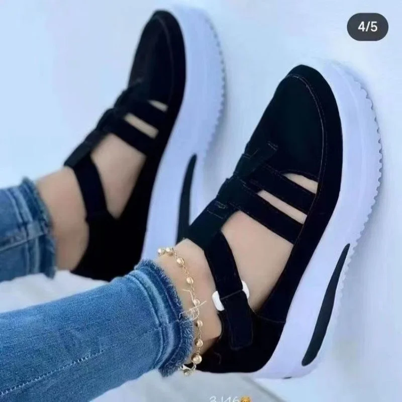 Zapatos Deportivos informales con cuña de malla transpirable para mujer, zapatillas vulcanizadas antideslizantes con plataforma, talla grande 43, novedad de verano, 2024