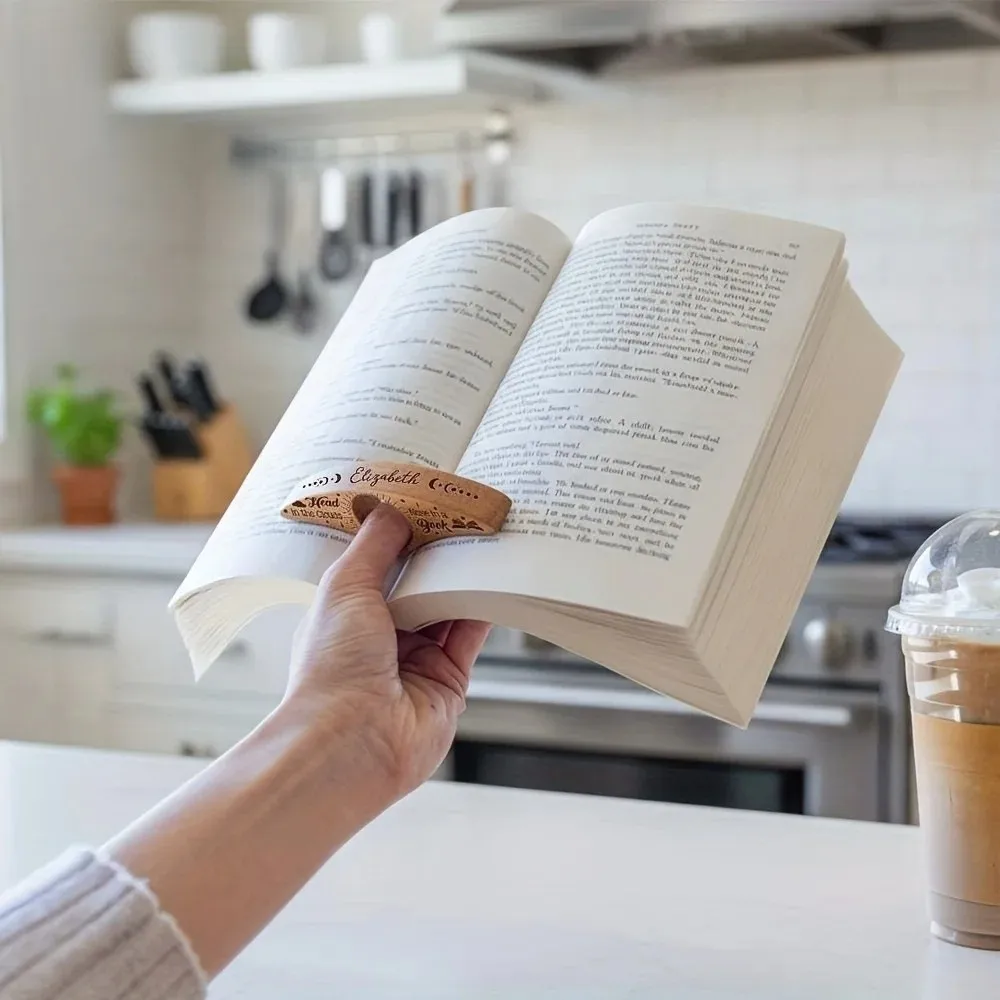 New Wooden Book Page Holder Finger Bookmark Reading Tools Vintage Wooden Reading Book Decorative Ornament Thumb Book Holder