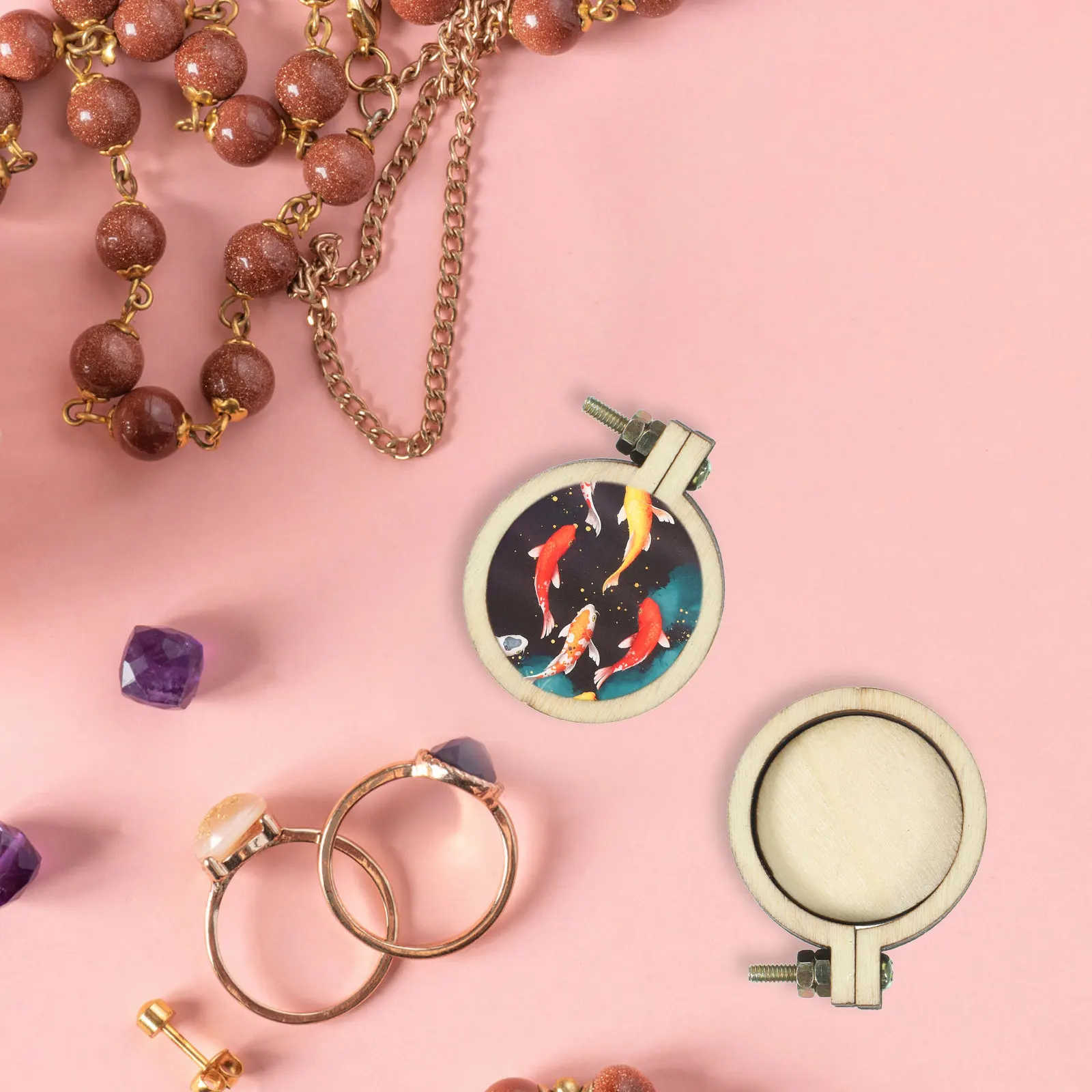 10 قطعة أطواق التطريز الصغيرة إطار تثبيت دائري خشبي لخياطة الغرز المتقاطعة ملحقات ديكور الحائط ذاتية الصنع #1