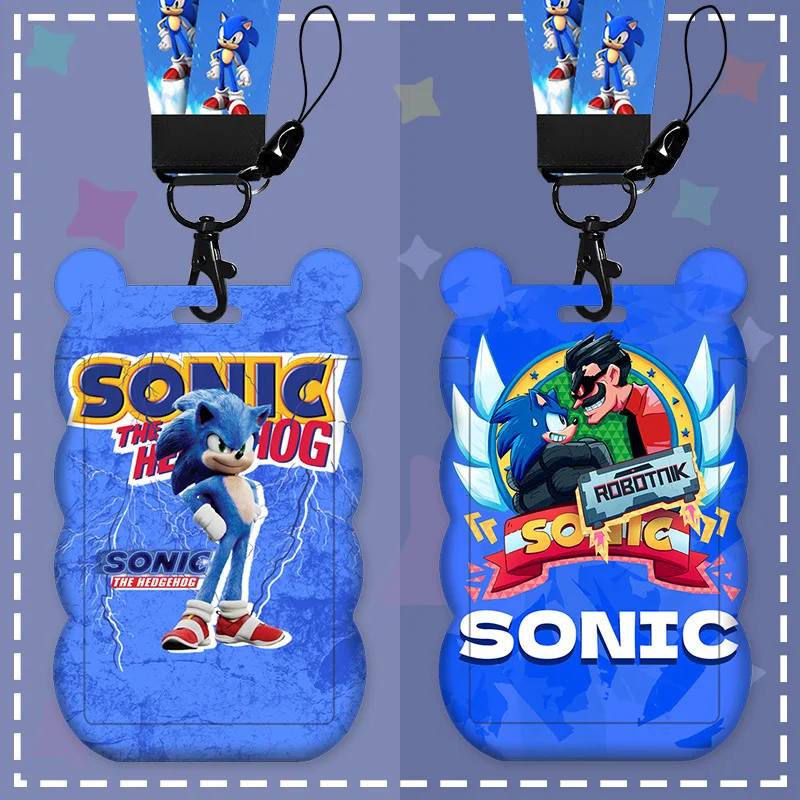 Держатель для карт Sonic The Hedgehog, длинный шнурок для банковских карт с рисунком аниме, Детская многофункциональная Обложка для карт Держатель для карт Sonic The Hedgehog, длинный шнурок для банковских карт с рисунком аниме, Детская многофункциональная Обложка для карт