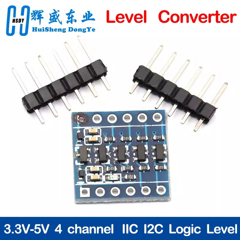 4 Channels IIC I2C Logic Level Shifter Bi-Directional Module Safely Steps Down 3V to 5V Level converter for Arduino