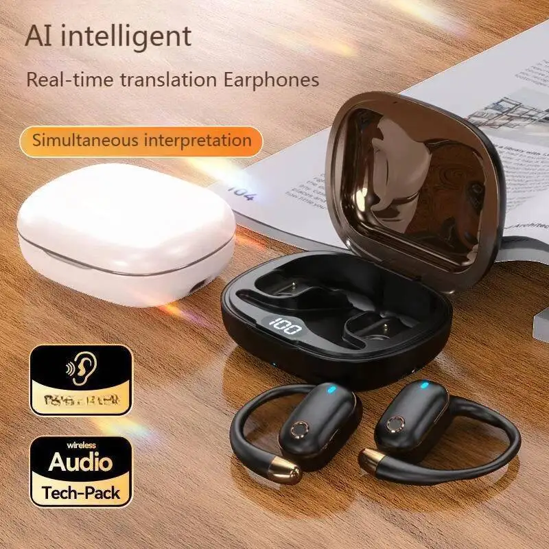 

Bluetooth 6.0 OWS Bone Conduction Earphone AI Translation Open Ear True Wireless Earhook IP64 Waterproof Sports Running Earbuds