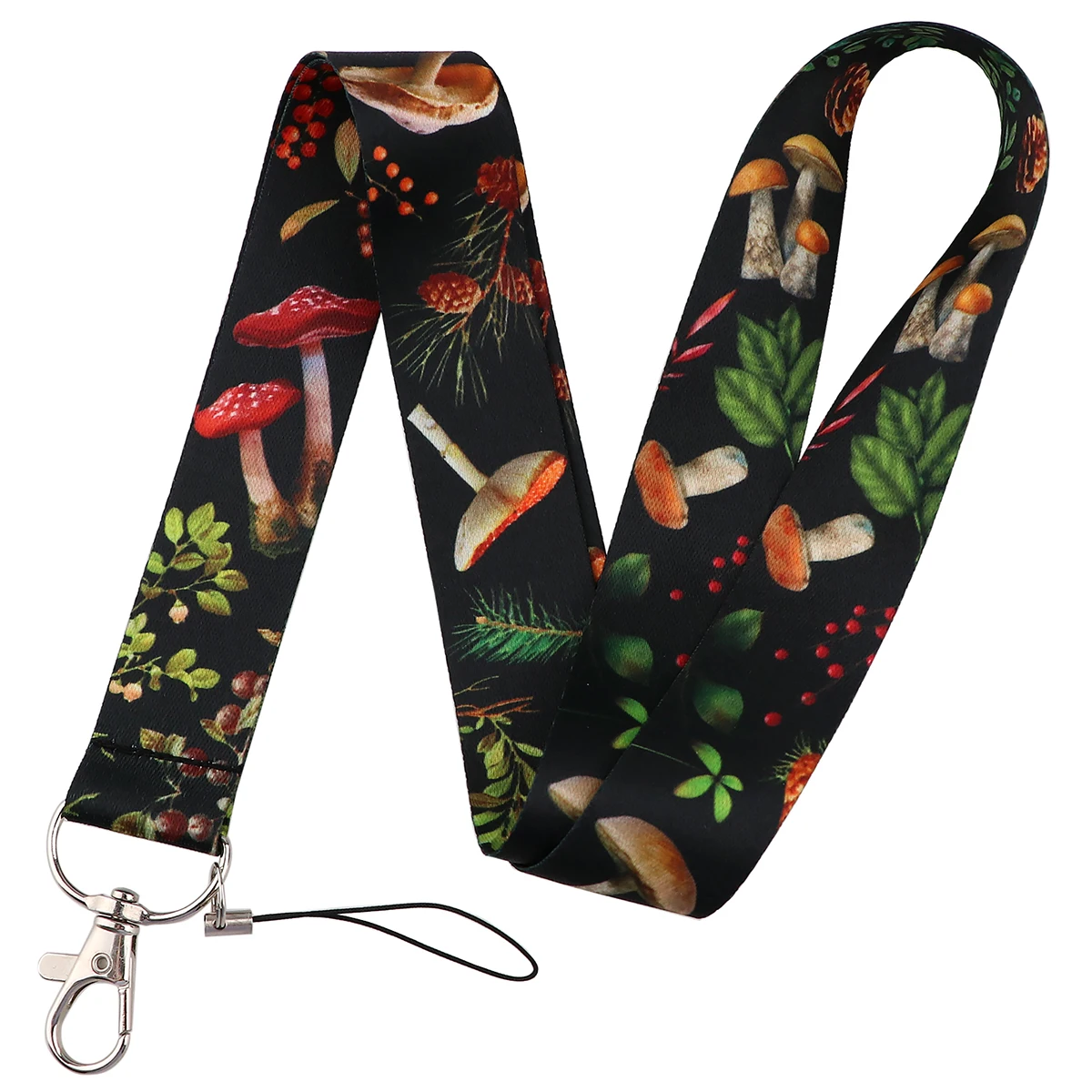 Mushroom Lanyard Business Credit Card Holder Neck Strap Keychain Hang Rope ID Badge Holder Phone Strap