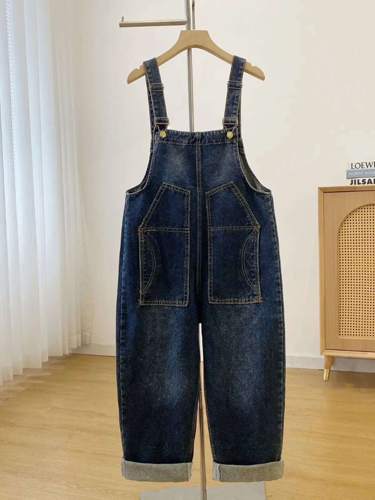 Spring and Autumn European Goods New Women's Denim Jumpsuit Commuting Loose Wide Leg Overalls