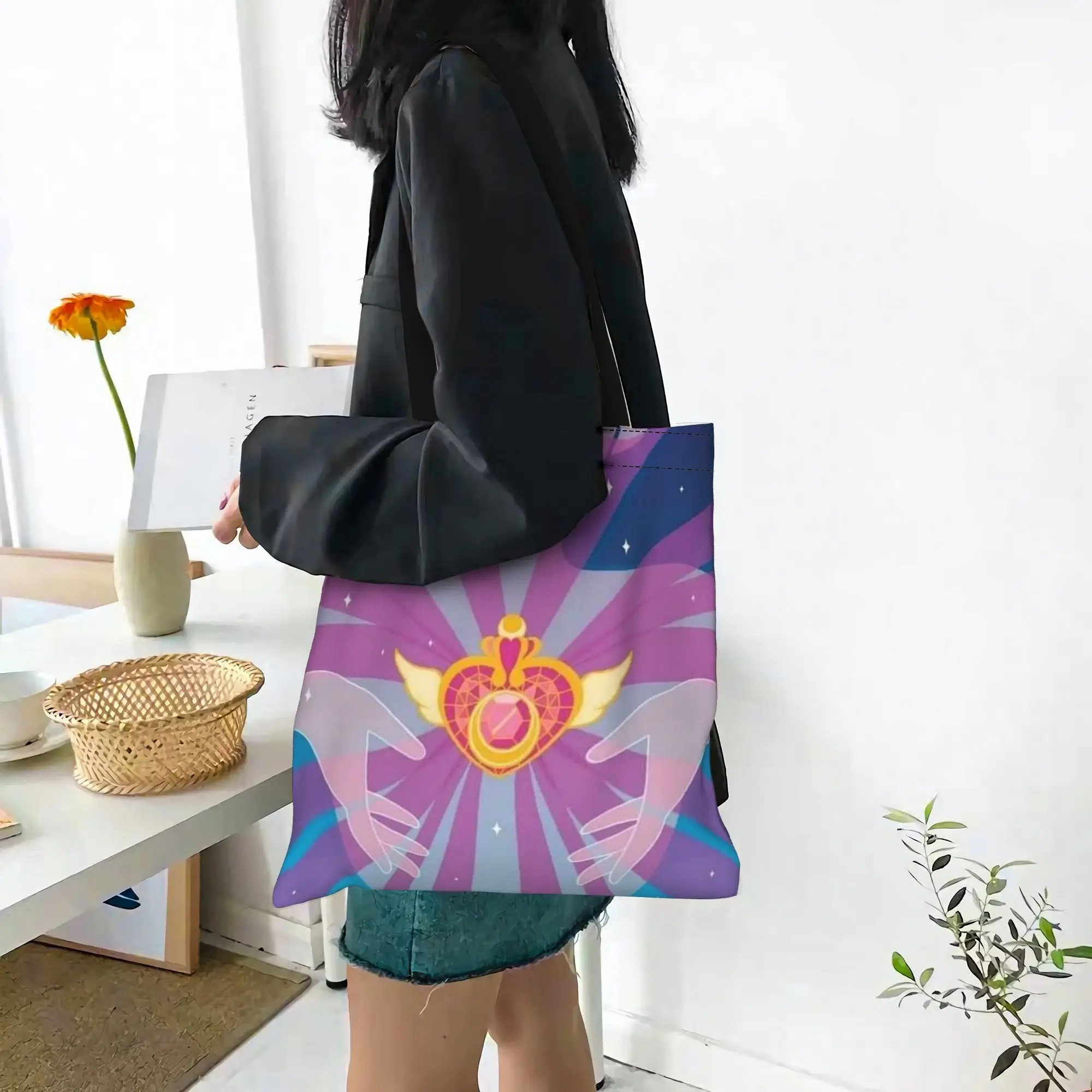 Back to school season Lunar Hero (17) Sailor Moon Canvas Tote Bag Perfect for Shopping Women's Top-Handle Bags - view 5