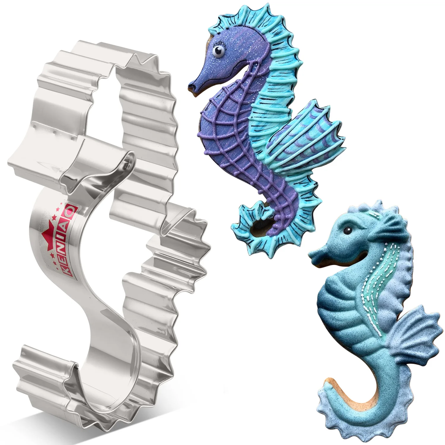 

KENIAO Ocean Creatures Seahorse Cookie Cutter - 11.2 cm - Under the Sea Biscuit Fondant Sandwich Bread Mold - Stainless Steel