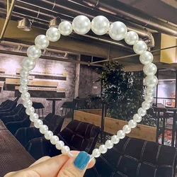 Handmade Simulated Pearl Hairbands For Women Hoop White Crystal Bride Pearl Hairband Koran Hair Accessories Head Wear 2024