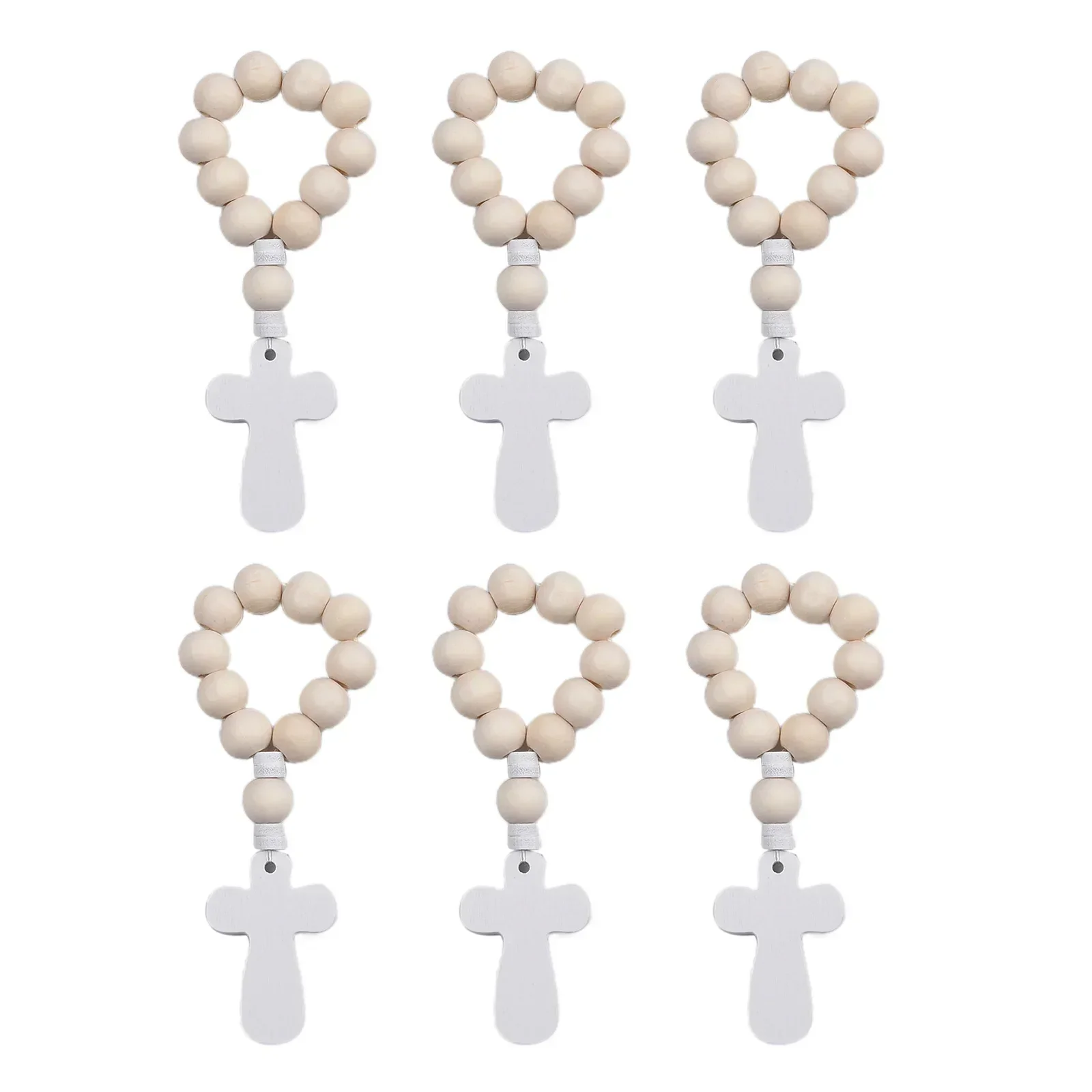 6/12/18PCS Wooden Rosary Wood Bulk Catholic With Crucifix Wooden Cross Pendant With White Mesh Bags For Baptism First Communion