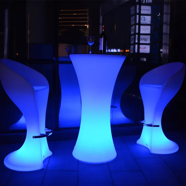 Silla de Bar de plástico LED de fábrica, taburete, mesa de iluminación, silla que cambia de Color, mesa luminosa, envío gratis