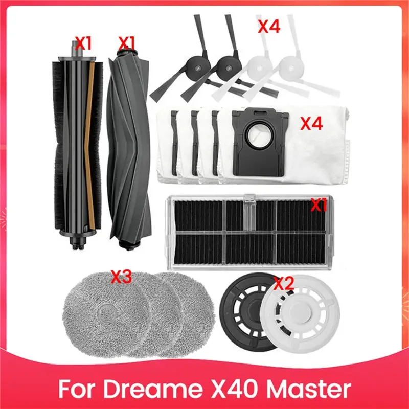 B84B-16PCS Brush Mop Cloth Filter Dust Bag And Mop Cloth Holder Kit For Dreame X40 Master Vacuum Cleaner Replacement Parts