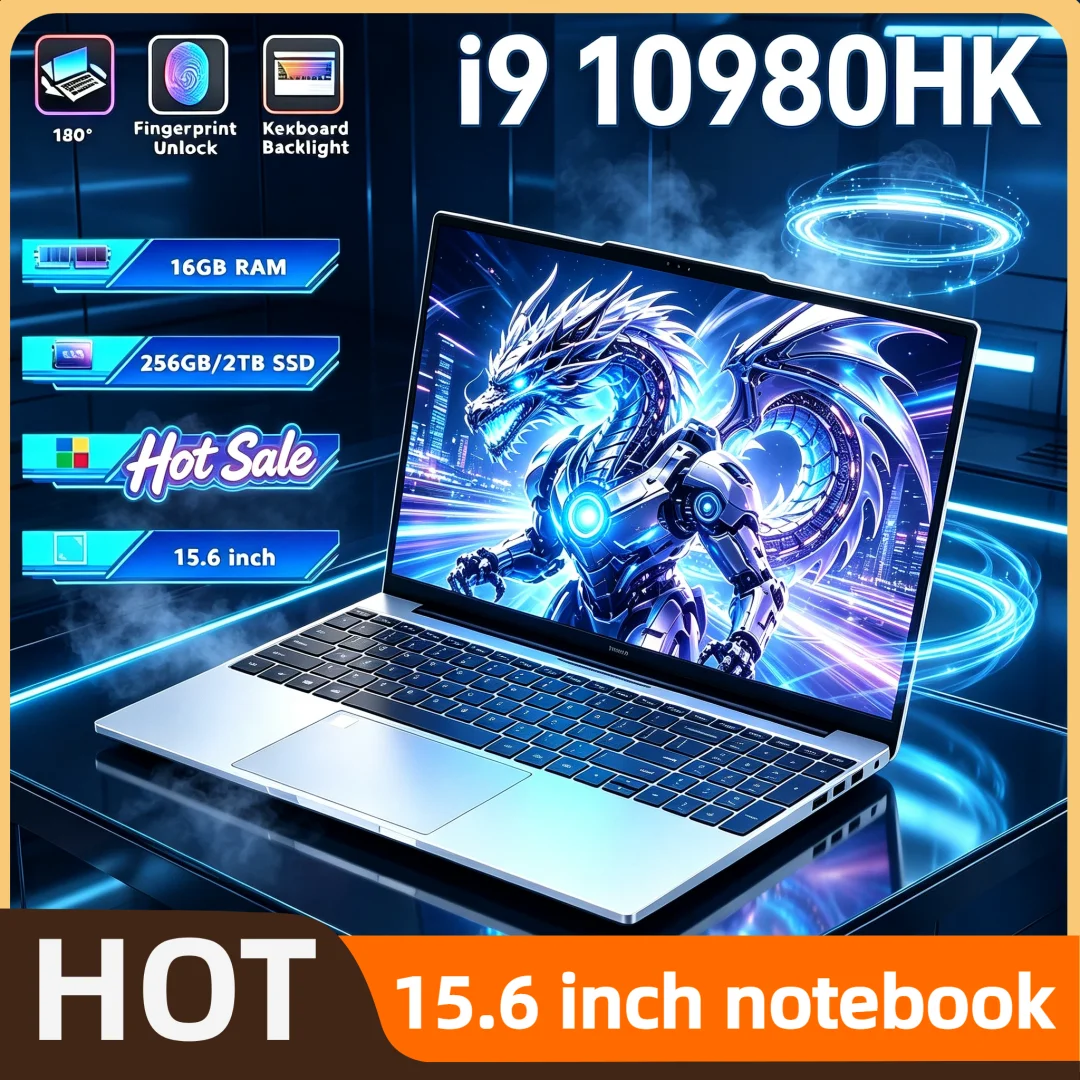 Intel Core i9 10980HK 15.6 Inch Gaming Laptop 32GB RAM 2TB SSD Fingerprint Unlock WiFi 6 4K Ultrabook Pro Max Speed Office