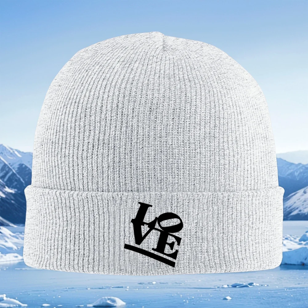 رسائل تصميم أنيقة تحميز الحب الرجال النساء للجنسين محبوك قبعة قبعة صوفية قبعة الشتاء الحرارية الدافئة عيد الميلاد في الهواء الطلق Cyc
