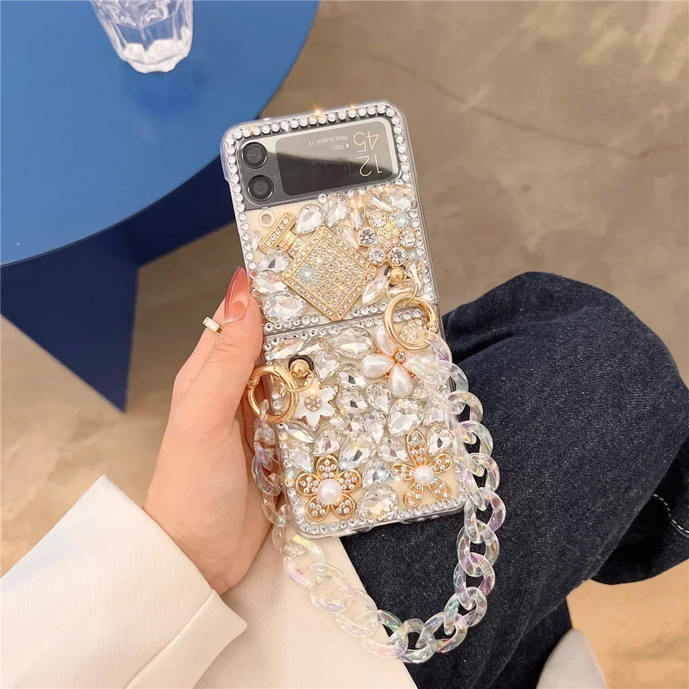 Razr 40 Crystal Wrist Strap Phone Case For Motorola Razr 40 50 Ultra 40ultra 50ultra Lanyard Telefon Coque Rhinestone Fundas