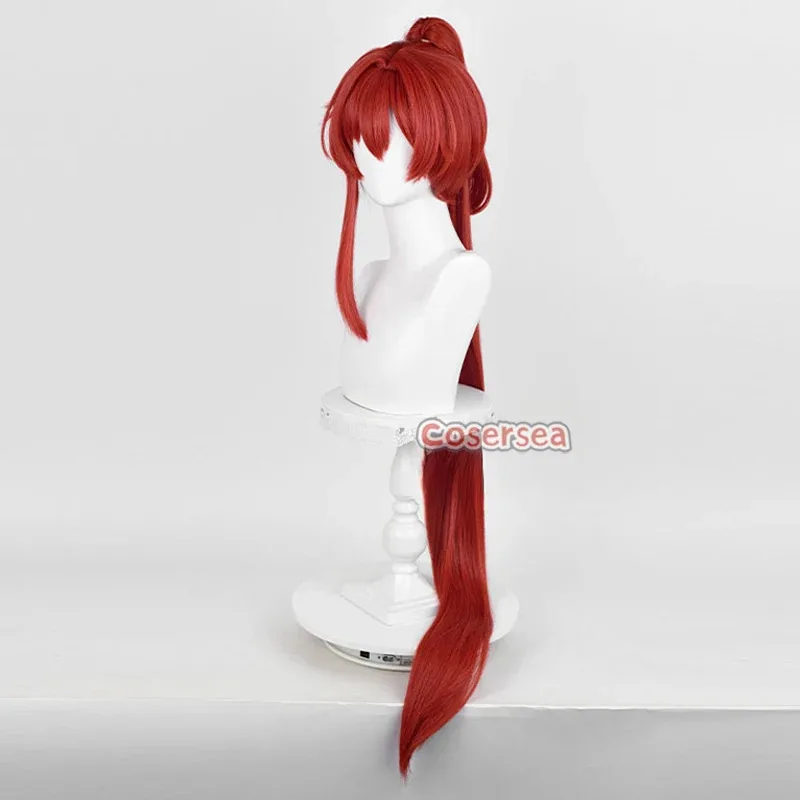 Cosersea 陰林コスプレウィッグ荒野の波陰林 120 センチメートル女性ロングストレート赤ポニーテール Cos かつら人工毛耐熱