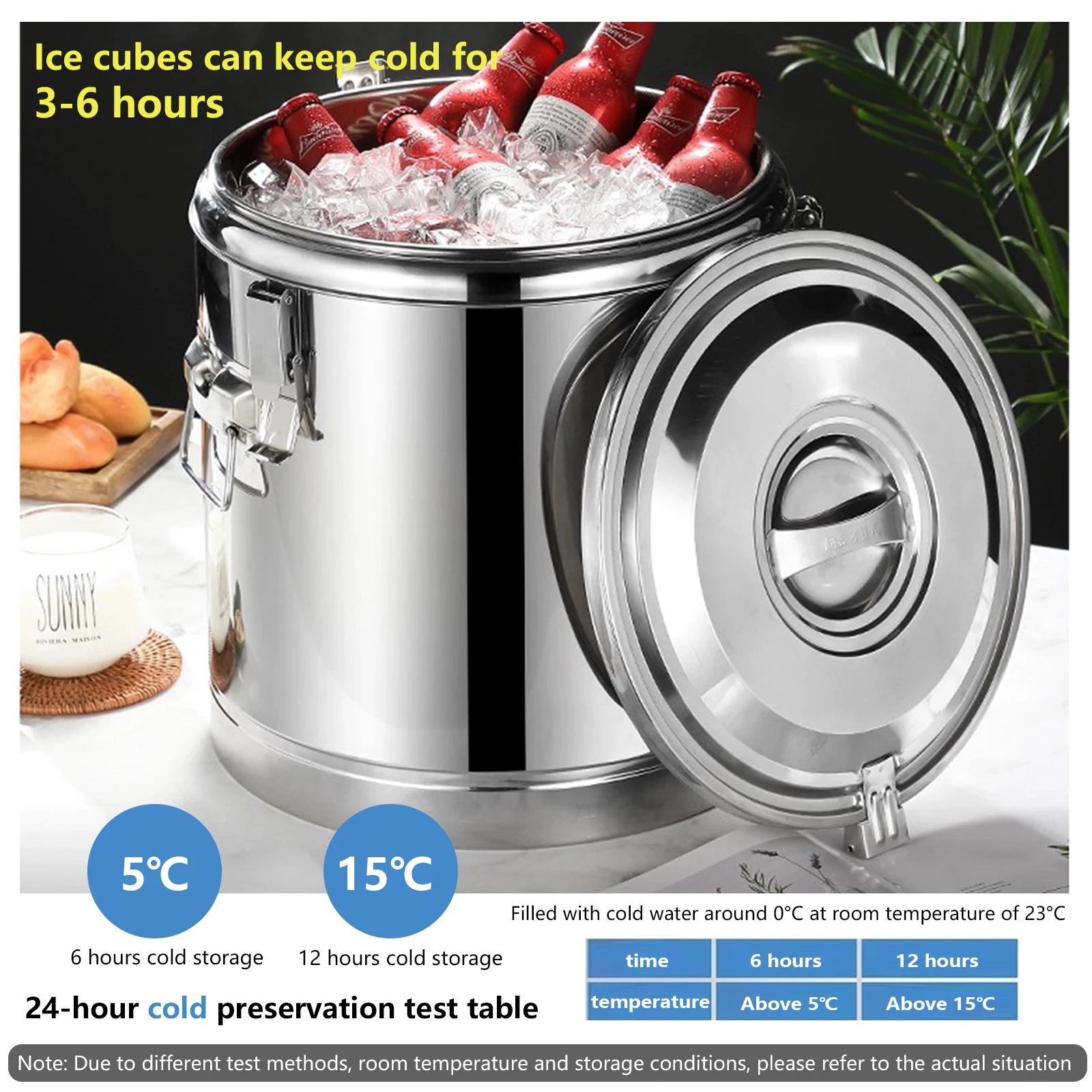 40L/10,56Gal Edelstahl Isolierter Eimer, Isoliereimer für Getränke, Tragbarer Kommerzieller Suppenbehälter mit Zapfhahn – Detail 7