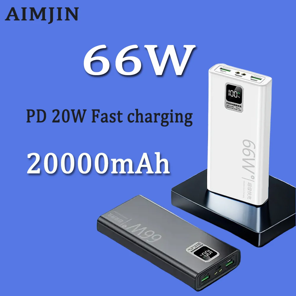 

66W Fast Charging Power Bank 20000mAh With USB Output External Battery Pack For iPhone Huawei Xiaomi Samsung Portable Powerbank