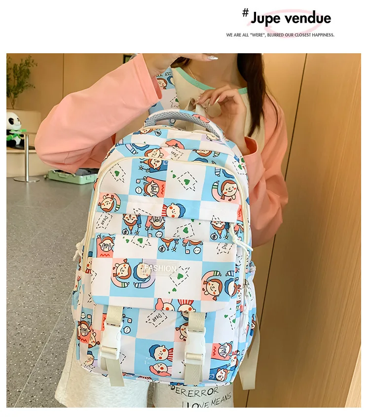 Ins-cute mochila para meninas, mochila escolar com bolsos, estilo harajuku, para mulheres e adolescentes