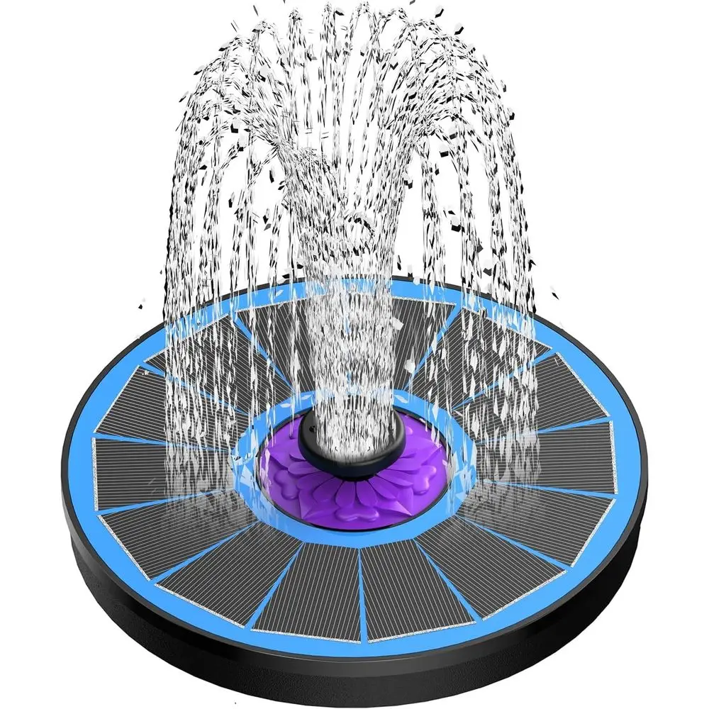 

3.5W Bird Bath Fountains with Lower Upgraded Glass Panel, 7 Nozzle & 4 Mixer, Pump for Garden, Pond, Pool (Blue)