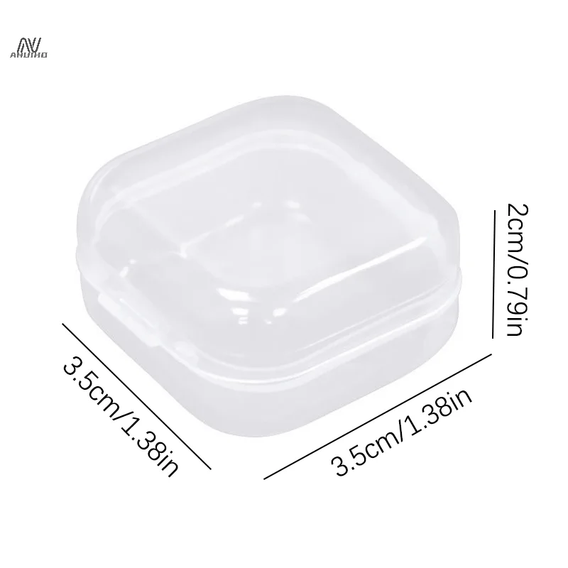 10Pcs Mini Storage Box Transparent Square Plastic Case Earring Ring Jewelry Packaging Portable Grocery Storager
