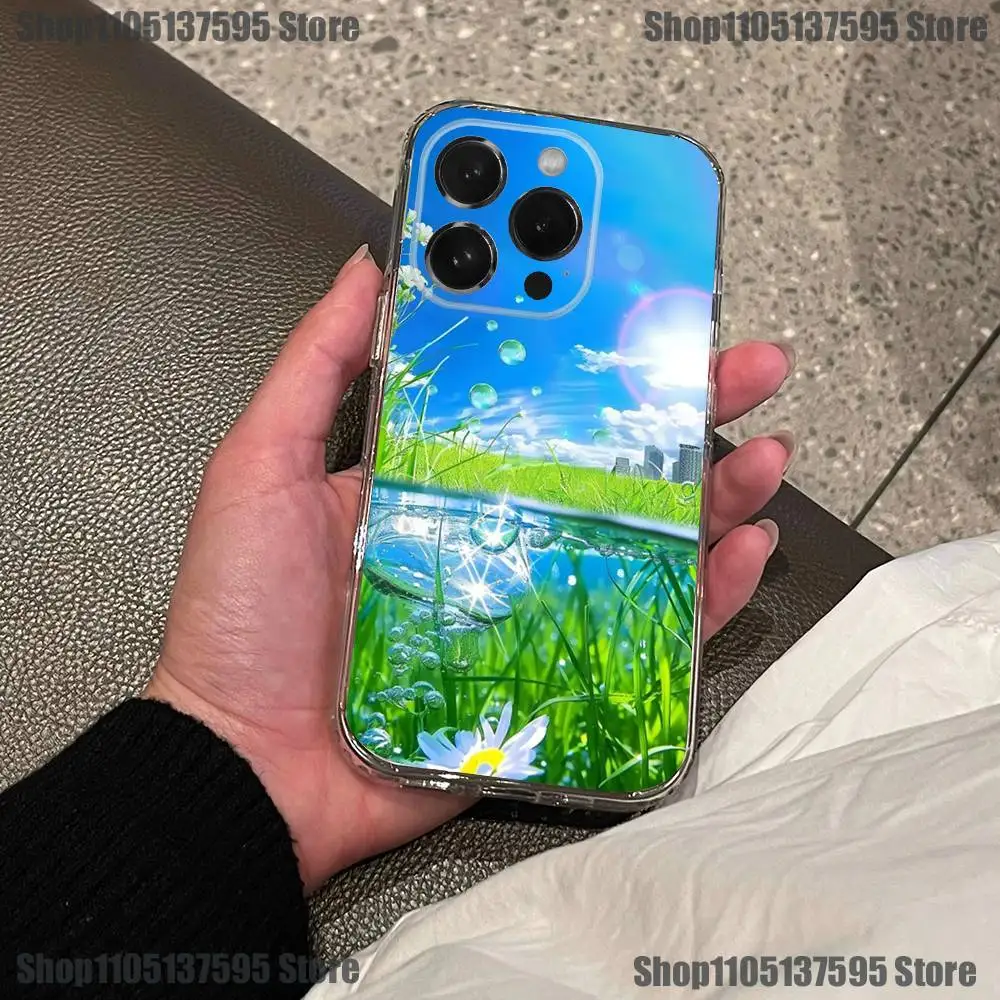 Funda de teléfono Retro Frutiger Aero para iPhone 17,16,15,14,13,12,11 Pro,Max,Plus,X,XS,XR,SE4,E Mini funda suave transparente