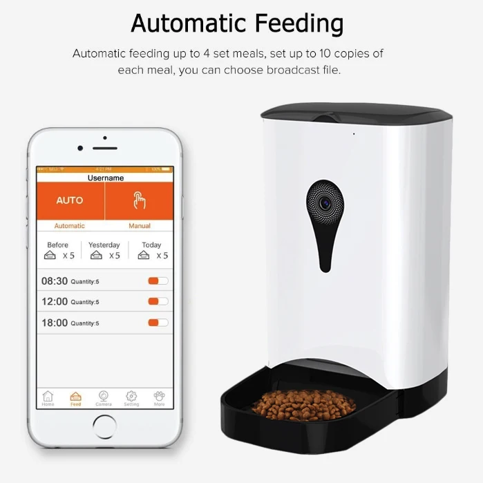 Alimentador automático inteligente pet, controle remoto, wifi, atacado