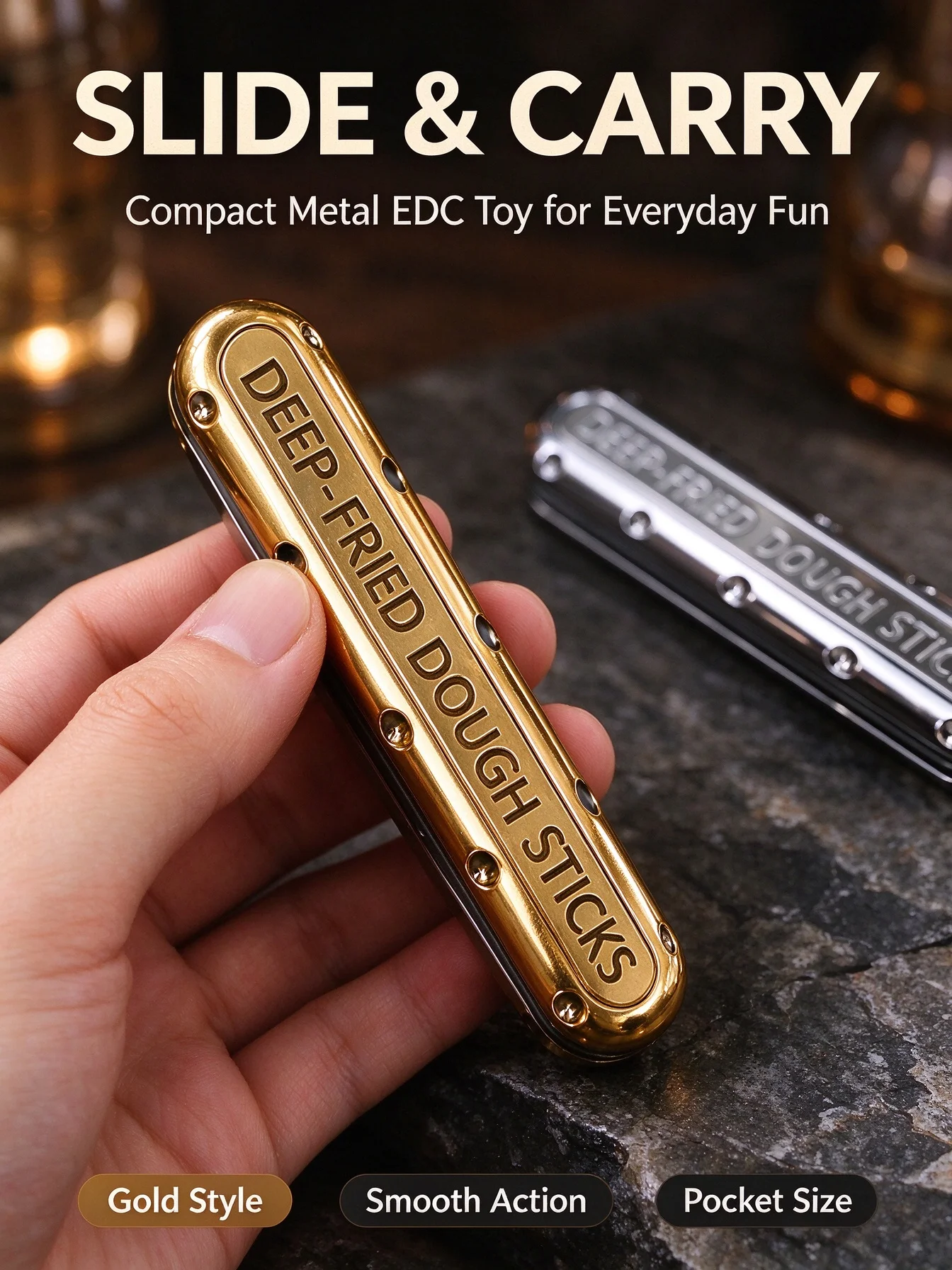 Metal Fidget Slider Push Card EDC Pocket Portable Stress Relief Toy for Adults Hand Slider Collection Gift