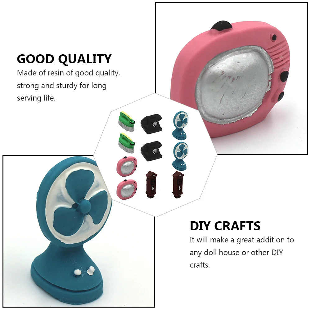 10 Uds. De electrodomésticos en miniatura, juego de decoración de escena Vintage, muebles pequeños de resina, accesorios para manualidades DIY, juego de simulación, regalo para niños