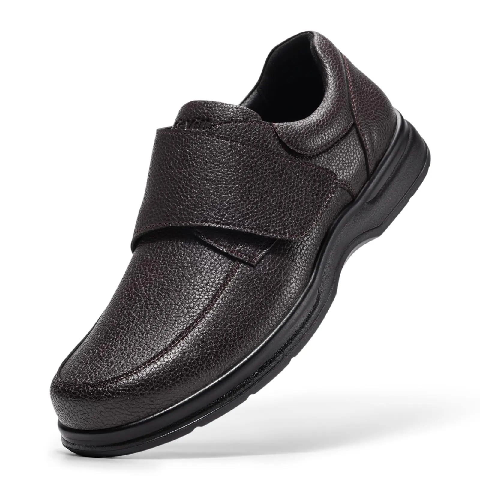 FitVille Diabetic Leather Dress Shoes For Men Wide Toe Box & Arch Support Orthopedic Relief Business Shoes For Swollen Feet