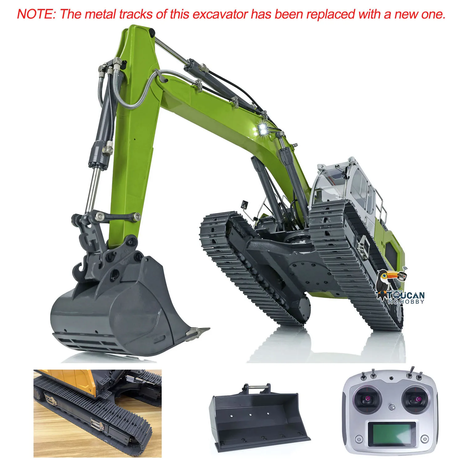 XDRC 945 RC excavadora hidráulica 1/14 Radio Control excavadora de Metal camión de construcción coche vehículo acoplador rápido modelo de luz TH20590