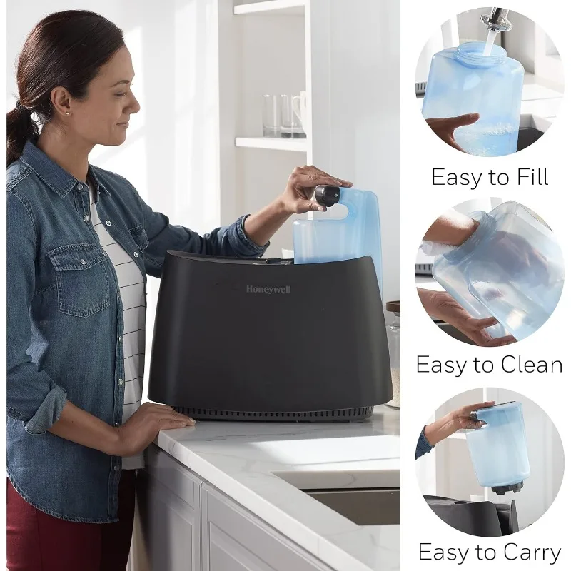 Luftbefeuchter, mittlerer Raum, 1,1 Gallonen Tank, schwarz – unsichtbarer Feuchtigkeitsbefeuchter für Schlafzimmer – leise und leicht zu reinigen