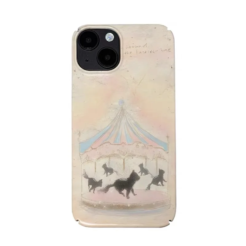 

Yellow Pink Cat Carousel Phone Case for IPHONE 17 Air 16E 15 PROMAX 14 Plus 13 12 MINI 11 PRO 16Plus XR XS Acrylic Phone Cover