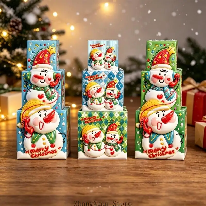 Weihnachtsgeschenkboxen, 3-teiliges Faltschachtel-Set aus Papier für Geschenke 3XUF – Detail 4