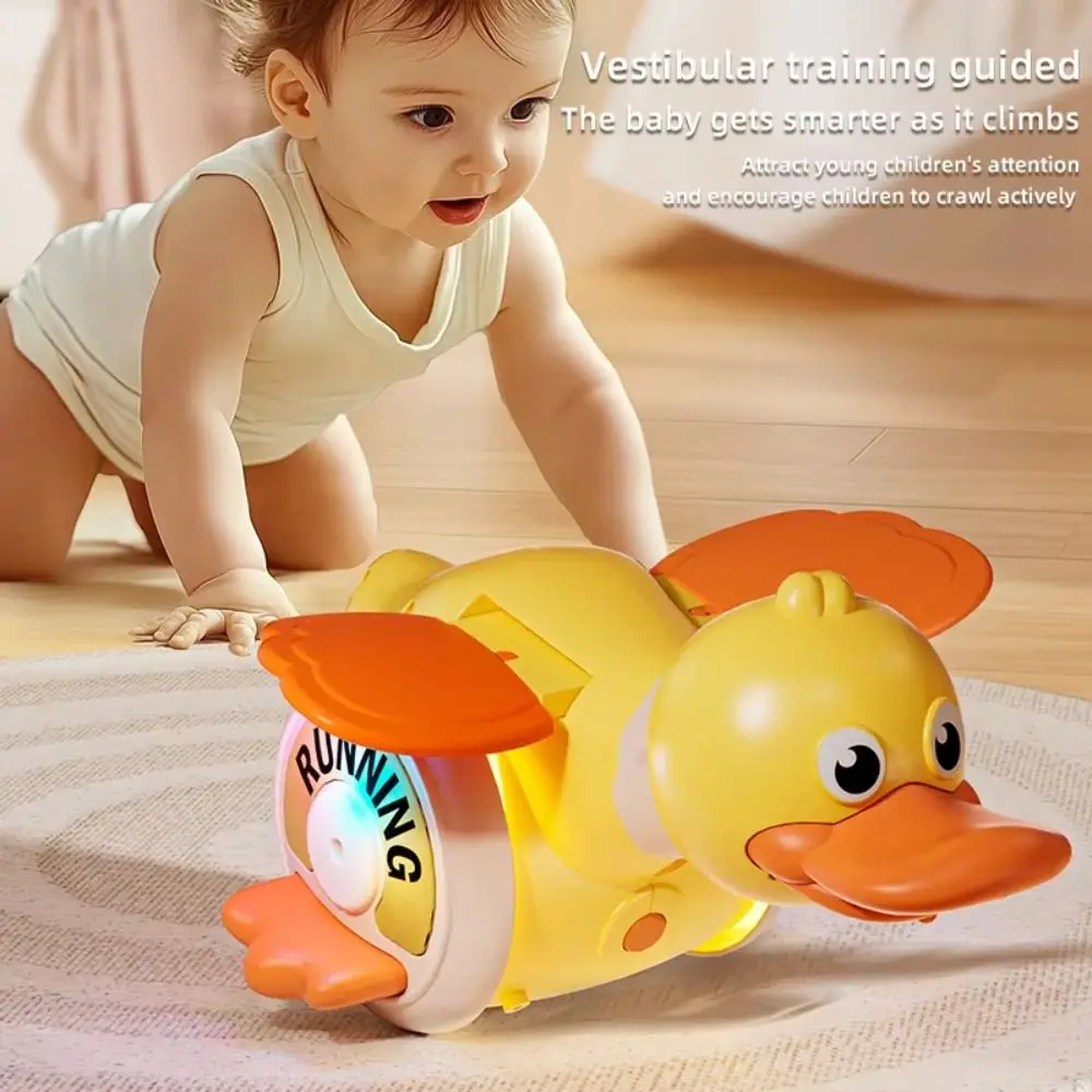 

Plastic Electric Duck Musical Toy Sound And Light Interactive Rotating Foraging Duck Toy Flexible Craft Decor