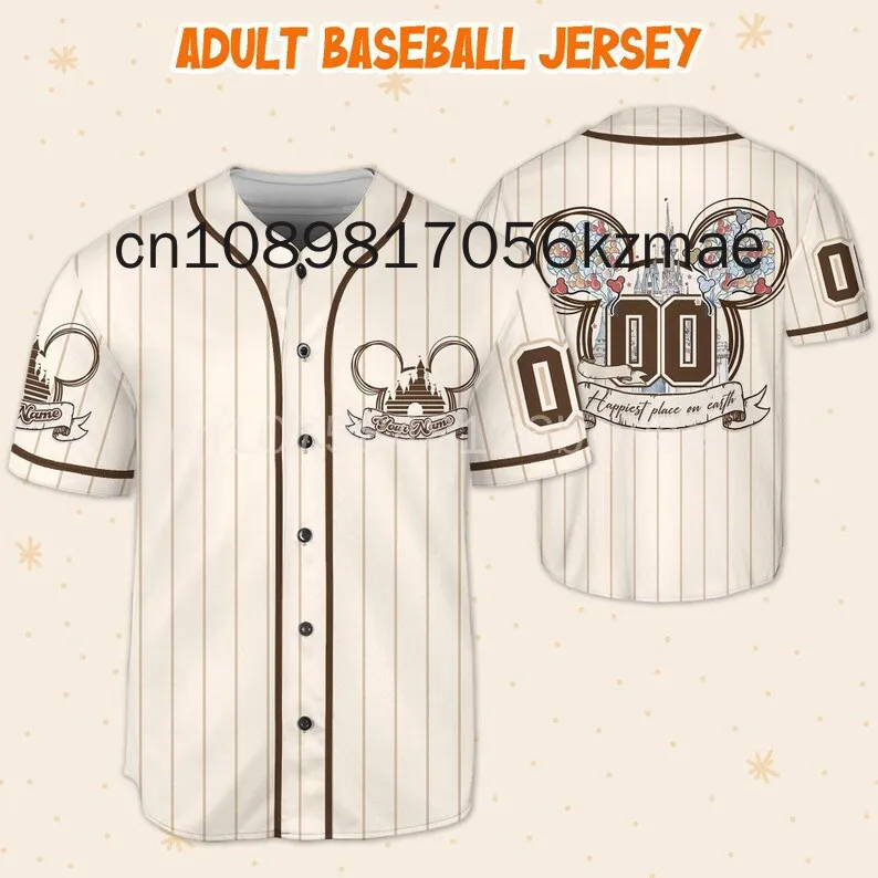 2024 New Minnie  Mouse Disneyland 50th Anniversary Walt Disney World 3D Disney Baseball Jersey Fashion Casual Shirt