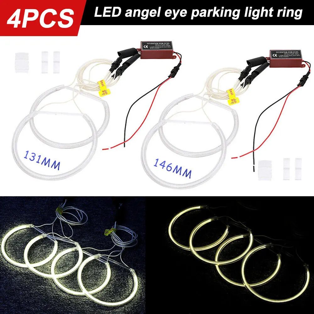 131mm * 2+146mm * 2 suitable for B-MW BMW E46 E36 E39 dedicated COB angel eye aperture white light red drive OBD2 Car