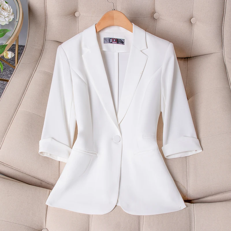 Spring Summer Women Blazers Jackets Coat for Ladies Office Work Wear Career Interview Professional Female Outwear Tops