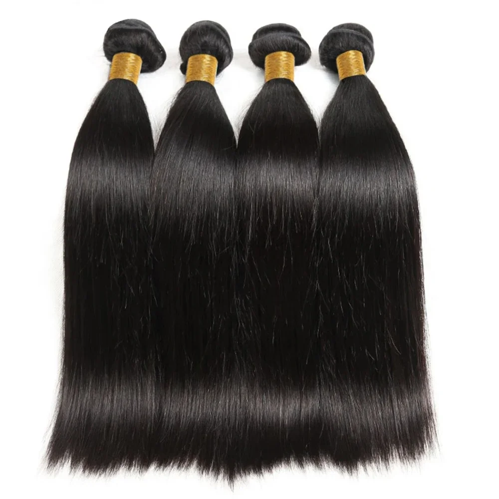 1/3/4 Pcs Bone Straight Human Hair Wig Bundles 30 40 Inch Long Extensions Remy Brazilian Hair Black Colored Human Hair For Women